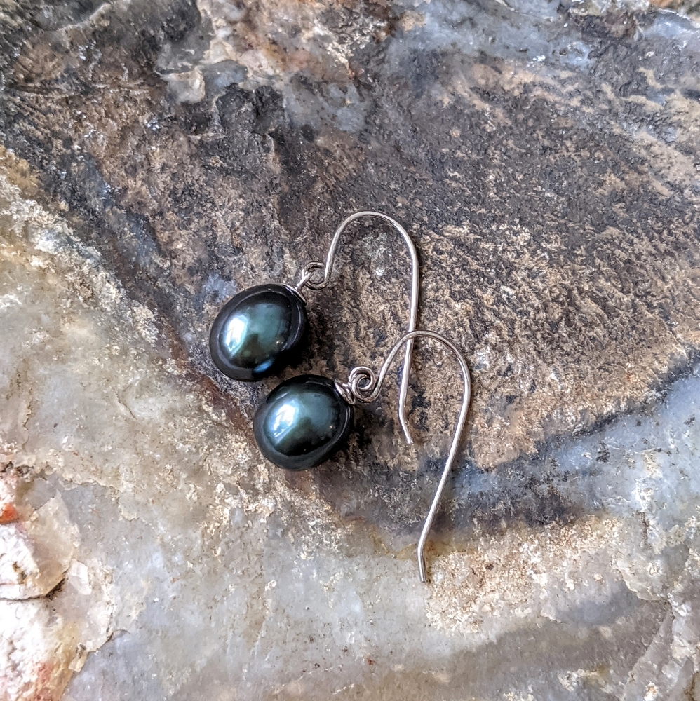 GENUINE PEARL • Pearl and Sterling Earrings